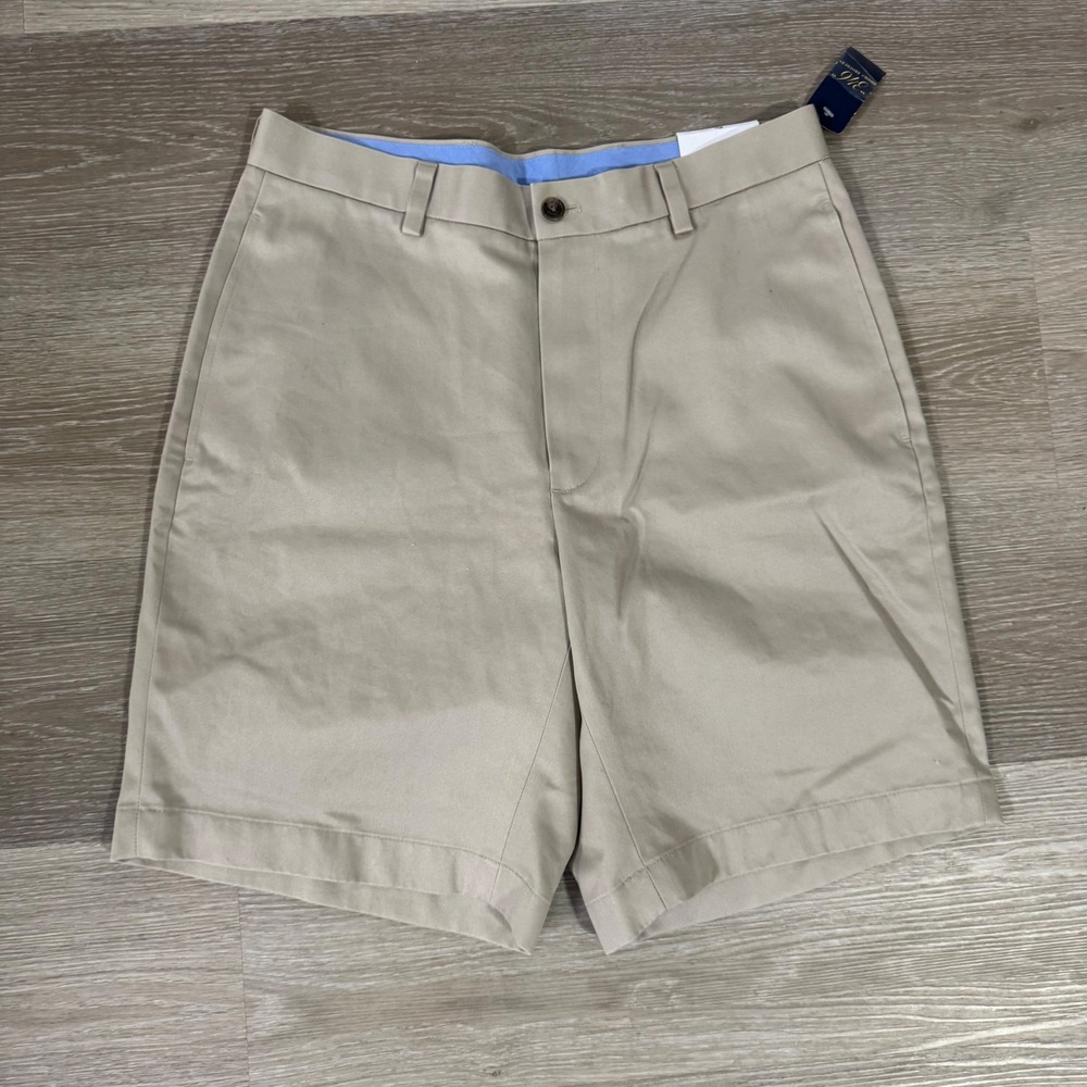 Brooks Brothers 346 Chino Shorts Mens 31 Khaki Plain Front Wrinkle Free NWT